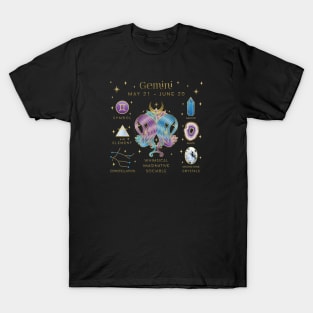 Crystal Zodiac Gemini Collage T-Shirt